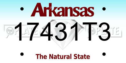 17431T3 Arkansas License Plate