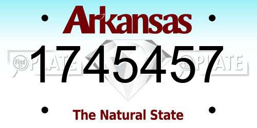 1745457 Arkansas License Plate