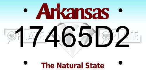 17465D2 Arkansas License Plate