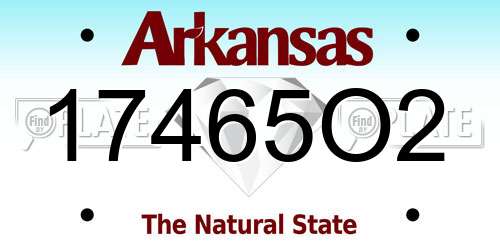 17465O2 Arkansas License Plate