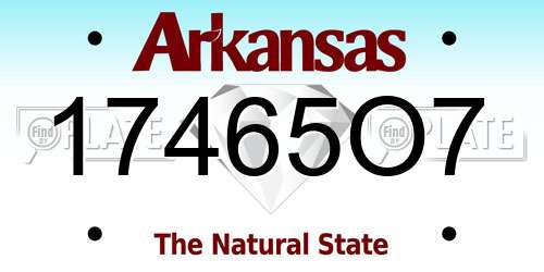 17465O7 Arkansas License Plate