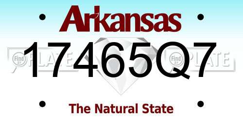 17465Q7 Arkansas License Plate