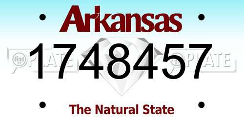 1748457 Arkansas License Plate