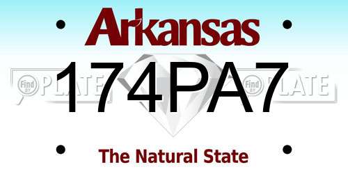 174PA7 Arkansas License Plate