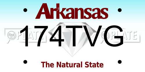 174TVG Arkansas License Plate