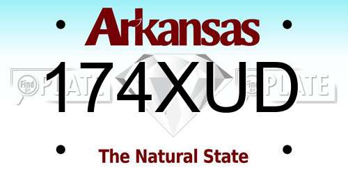174XUD Arkansas License Plate