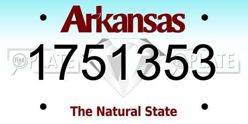 1751353 Arkansas License Plate