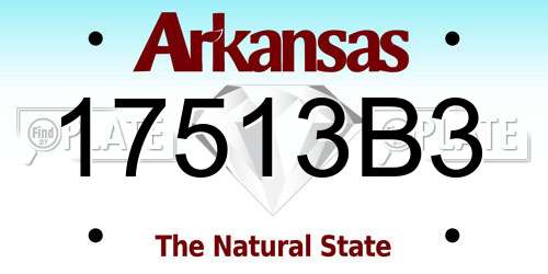 17513B3 Arkansas License Plate
