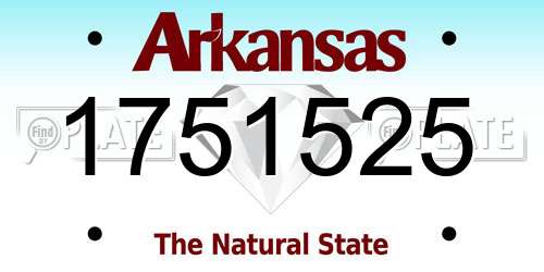 1751525 Arkansas License Plate