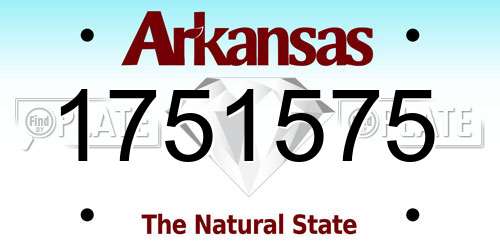 1751575 Arkansas License Plate
