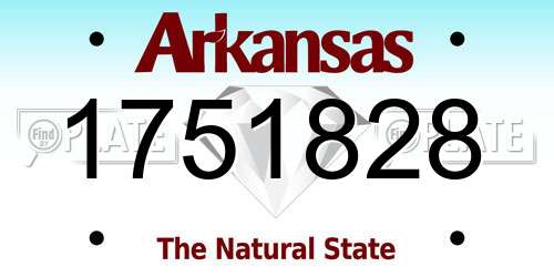 1751828 Arkansas License Plate