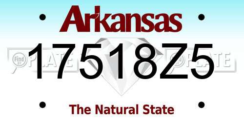 17518Z5 Arkansas License Plate