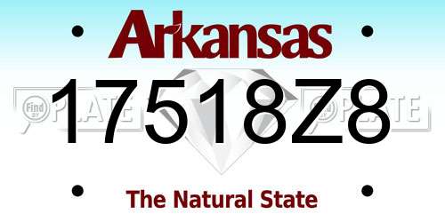 17518Z8 Arkansas License Plate