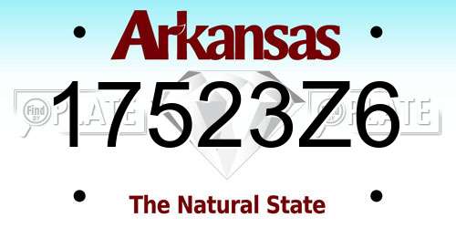 17523Z6 Arkansas License Plate