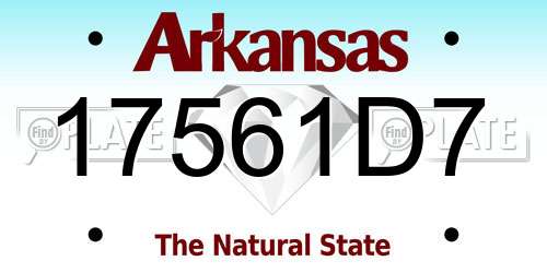 17561D7 Arkansas License Plate