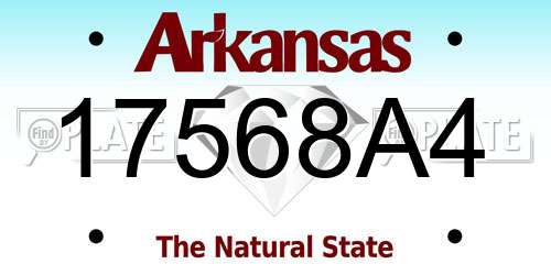 17568A4 Arkansas License Plate