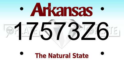 17573Z6 Arkansas License Plate