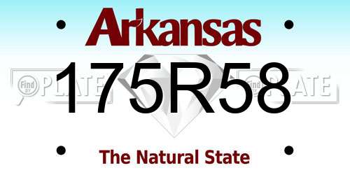 175R58 Arkansas License Plate