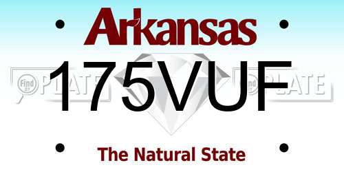 175VUF Arkansas License Plate