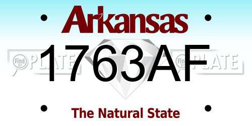 1763AF Arkansas License Plate