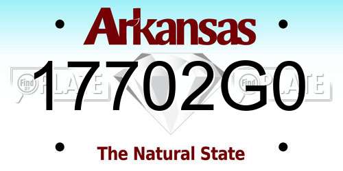 17702G0 Arkansas License Plate