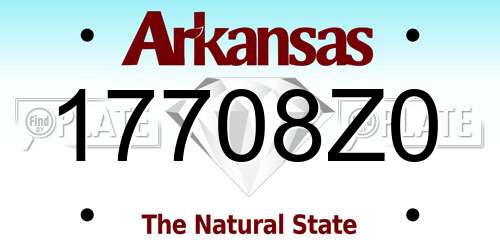 17708Z0 Arkansas License Plate