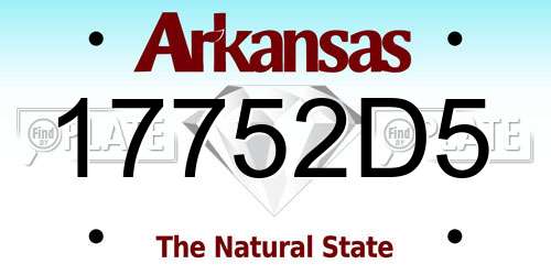 17752D5 Arkansas License Plate