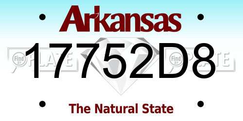 17752D8 Arkansas License Plate