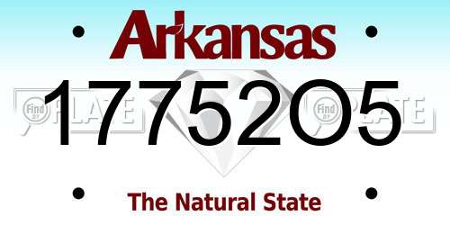 17752O5 Arkansas License Plate
