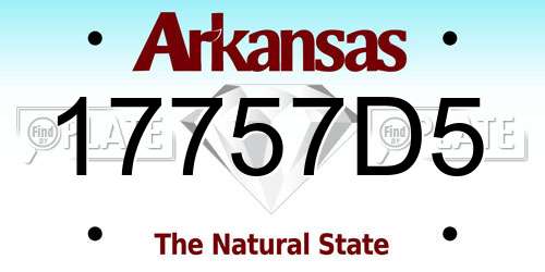 17757D5 Arkansas License Plate