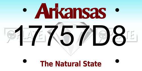 17757D8 Arkansas License Plate