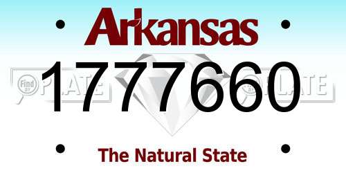 1777660 Arkansas License Plate