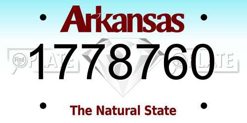 1778760 Arkansas License Plate