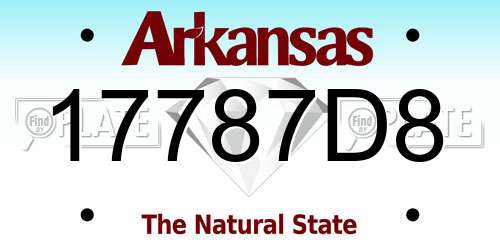 17787D8 Arkansas License Plate