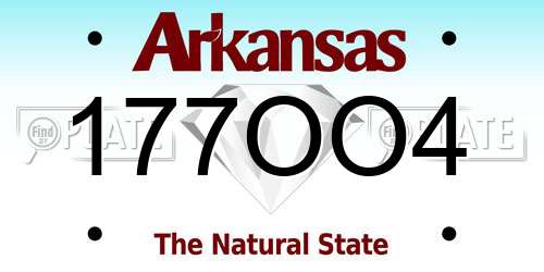 177OO4 Arkansas License Plate