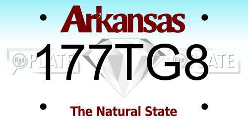 177TG8 Arkansas License Plate