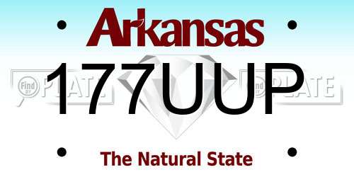 177UUP Arkansas License Plate