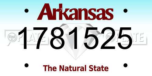 1781525 Arkansas License Plate