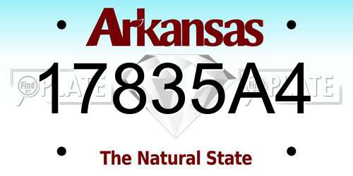 17835A4 Arkansas License Plate