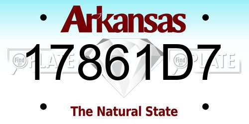 17861D7 Arkansas License Plate