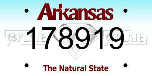 178919 Arkansas License Plate