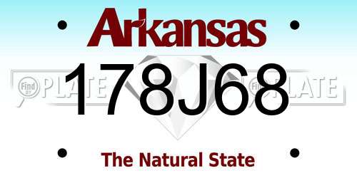 178J68 Arkansas License Plate