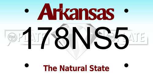 178NS5 Arkansas License Plate