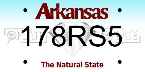 178RS5 Arkansas License Plate
