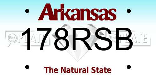 178RSB Arkansas License Plate