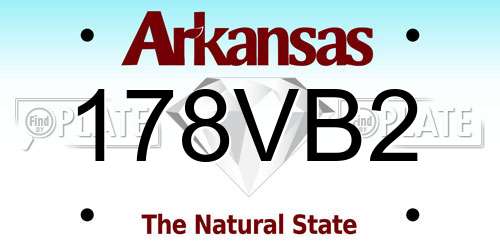 178VB2 Arkansas License Plate