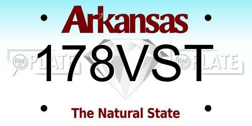 178VST Arkansas License Plate