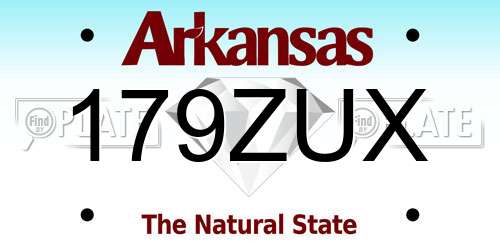 179ZUX Arkansas License Plate