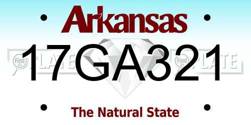 17GA321 Arkansas License Plate