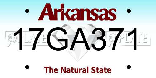 17GA371 Arkansas License Plate